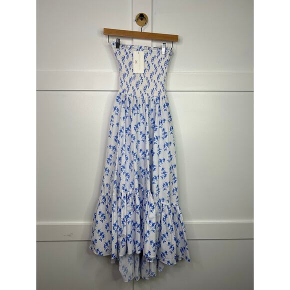 NWT Caroline Constas Strapless Emmy Dress Blue Vacation Spot Floral - Picture 2 of 8